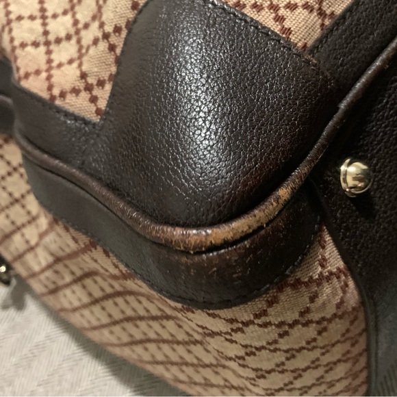 Pre-owned Gucci duffle bag in beige/brown diamanté canvas and brown pigskin trim - Picture 6 of 14